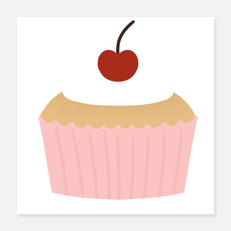 Pastel Cupcake with Cherry Poster 16" x 16" (40x40 cm)