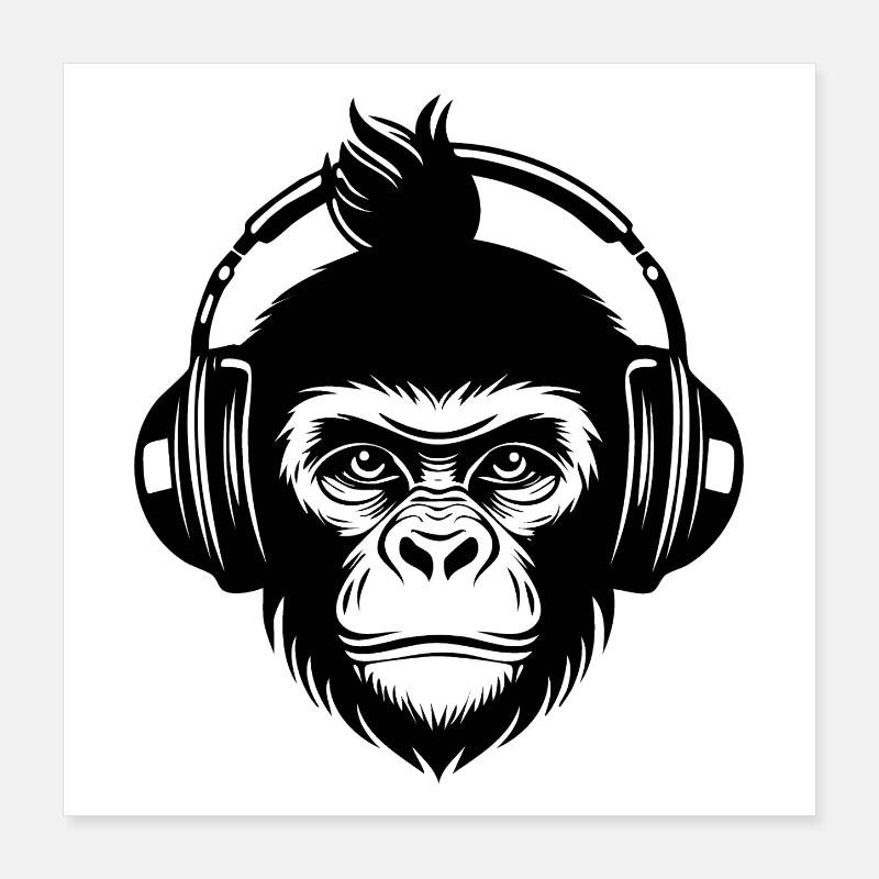 Beat Maker Monkey Head Studio Session Chemise Poster 40 x 40 cm