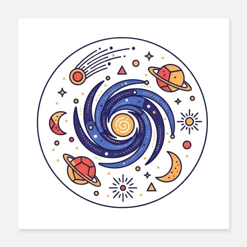 Cosmic Vortex Galaxy Poster 16" x 16" (40x40 cm)