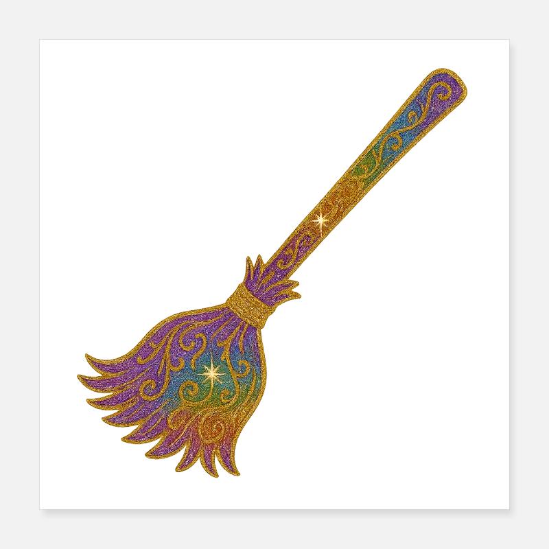 Rainbow Glitter Broom Magic Poster 16" x 16" (40x40 cm)