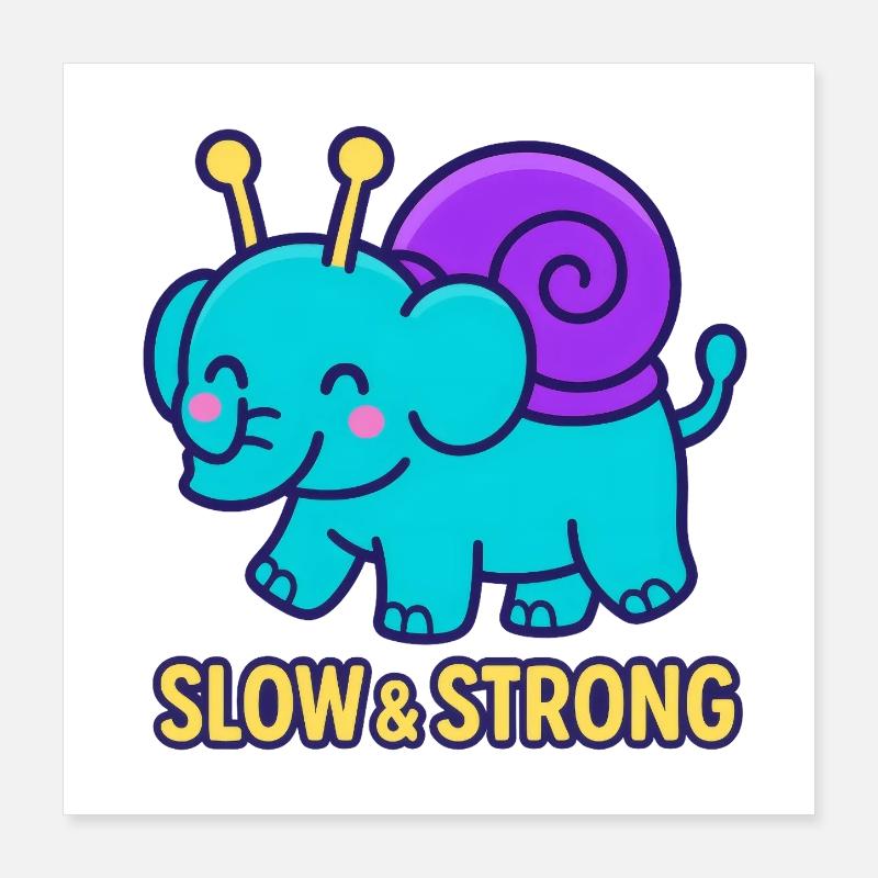 Snailphant - Lent et fort Poster 40 x 40 cm