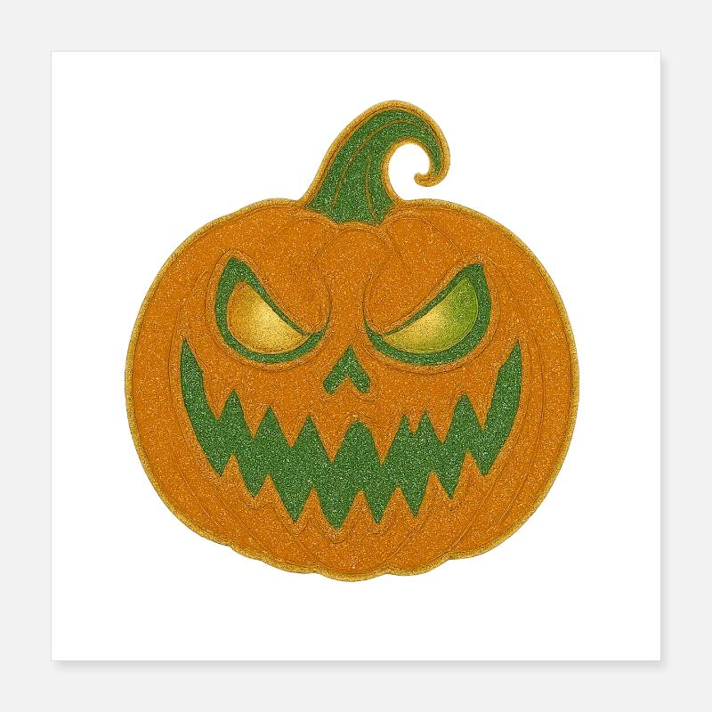 Grim Pumpkin Halloween Patch Poster 16" x 16" (40x40 cm)