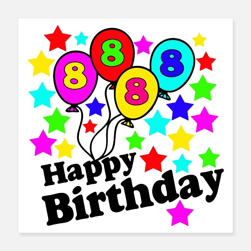 8.Geburtstag , 8er Geburtstagsfeier Sterne Poster 40x40 cm