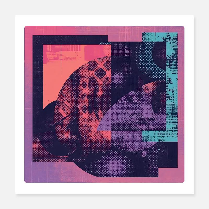 Neon Collage Geometric Pattern Poster 16" x 16" (40x40 cm)