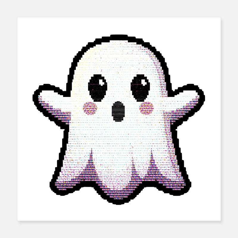Glitch Pixel Ghost Says "Boo!" – Cute & Retro Poster 16" x 16" (40x40 cm)