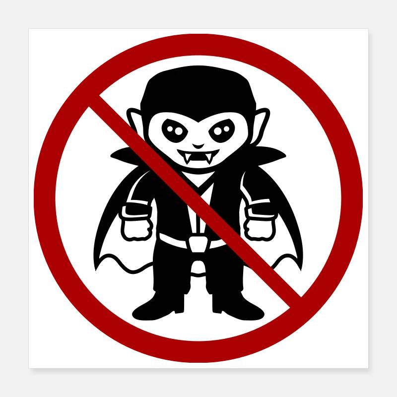 Pas un vampire ! Drôle de panneau d’interdiction Halloween Poster 40 x 40 cm