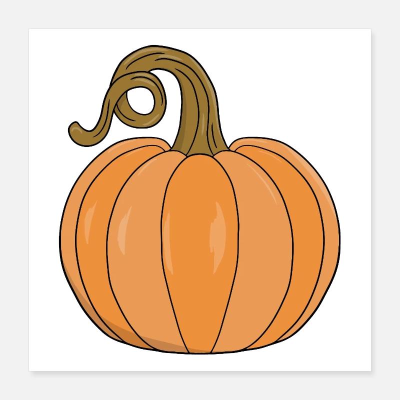 Curved Stem Pumpkin Illustration Poster 16" x 16" (40x40 cm)