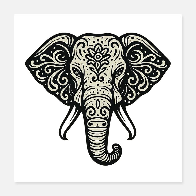 Elephant Mandala Ornament Poster 16" x 16" (40x40 cm)
