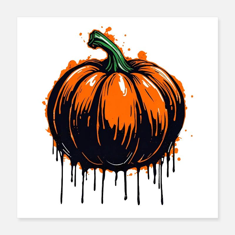 Graffiti Pumpkin - Spooky Halloween Design Poster 16" x 16" (40x40 cm)