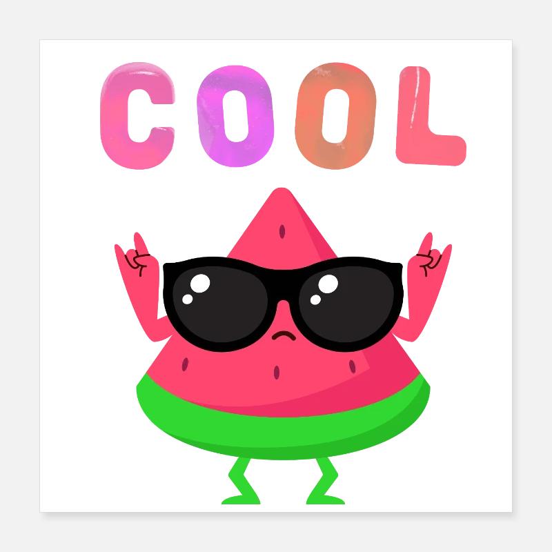 Wassermelonen-Held mit Brille Poster 40x40 cm
