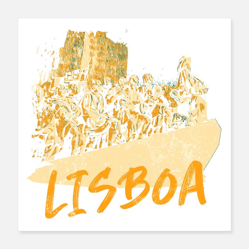 Monument Découvertes Lisbonne illustration ocre Poster 40 x 40 cm