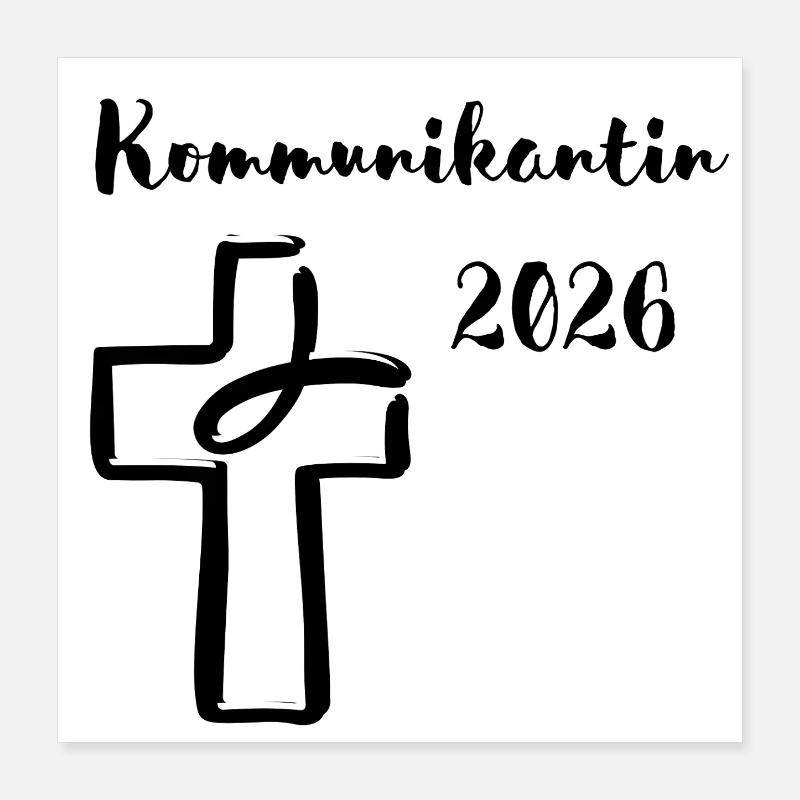 Communicant 2026 Initial Communication Fish Cross Poster 16" x 16" (40x40 cm)