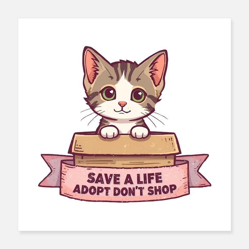 Chat mignon adopter le design Ne pas acheter Poster 40 x 40 cm