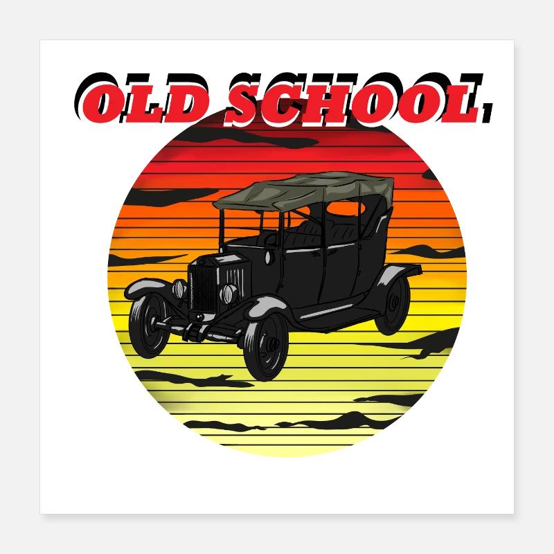 Old School Sunset Car Poster 40x40 cm