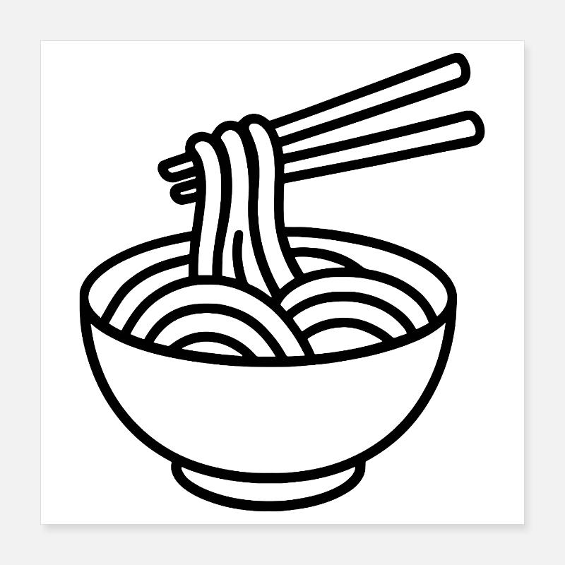 Ramen bowl sketch – minimalist design Poster 16" x 16" (40x40 cm)