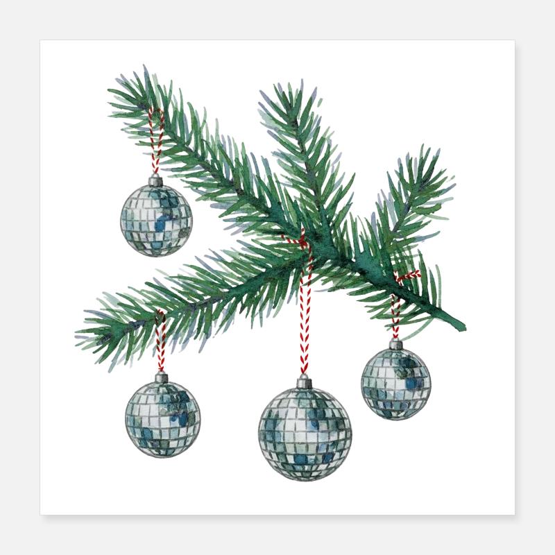 Boules disco sur le sapin de Noël Poster 40 x 40 cm