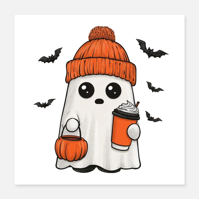 fantôme mignon pour Halloween Poster 40 x 40 cm