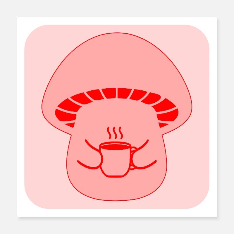 COFFEE MUG MUSHROOMS Poster 16" x 16" (40x40 cm)