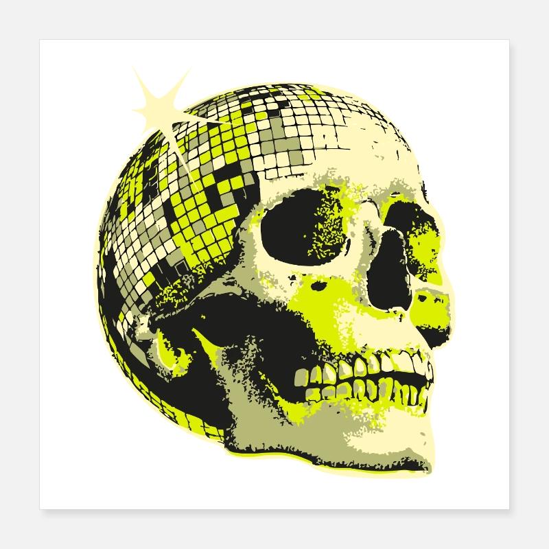 Neon Skull Disco Ball Poster 16" x 16" (40x40 cm)