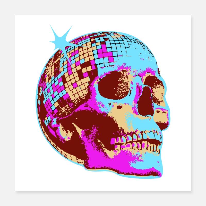 Disco Crâne Mosaïque Poster 40 x 40 cm