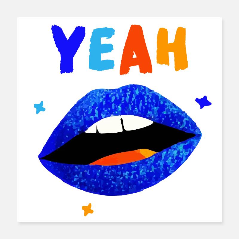 Lebendige Regenbogenlippen YEAH Poster 40x40 cm
