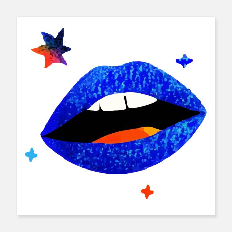 Pop à lèvres bleu électrique Poster 40 x 40 cm