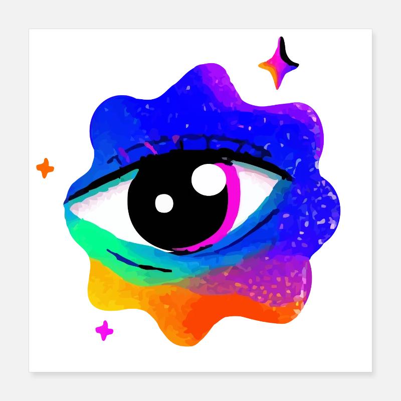 Lebhafter Regenbogen-Augennebel Poster 40x40 cm