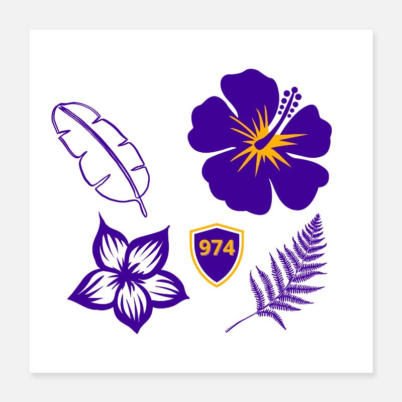 Purple Hibiscus Shield 974 Poster 16" x 16" (40x40 cm)