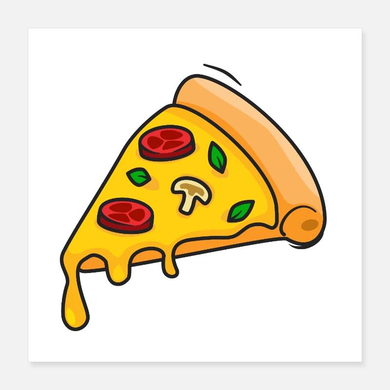 Tranche de pizza colorée dessin animé Poster 40 x 40 cm