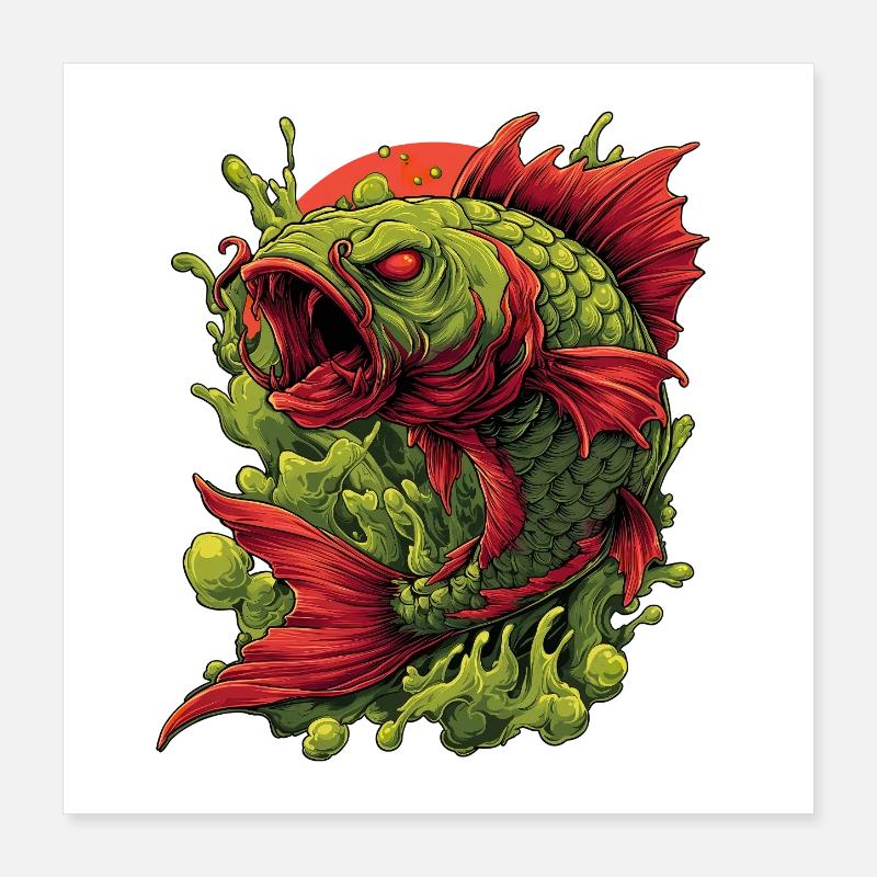 Emerald Koi Fury Splash Poster 40 x 40 cm