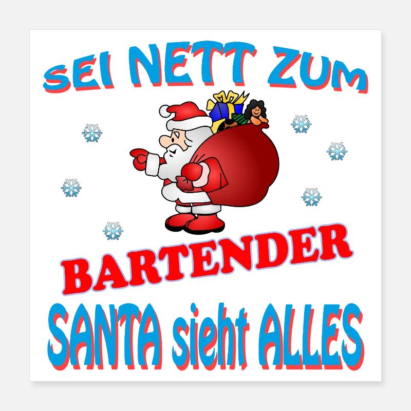 SANTA BARTENDER Poster 16" x 16" (40x40 cm)