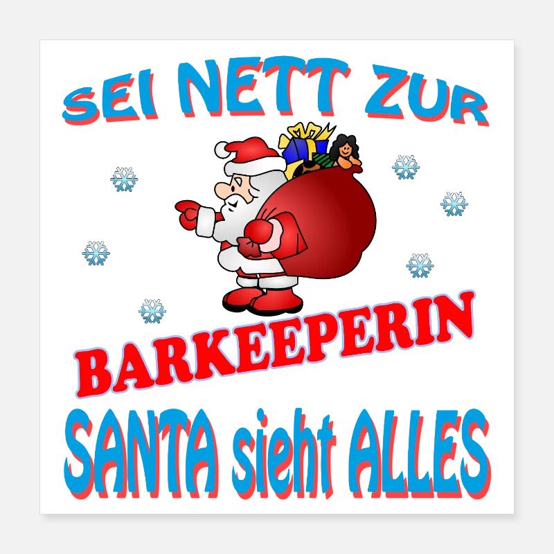 SANTA BARTENDER Poster 16" x 16" (40x40 cm)