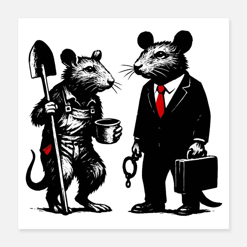 Arbeiter-Ratte und Büroratte Poster 40x40 cm