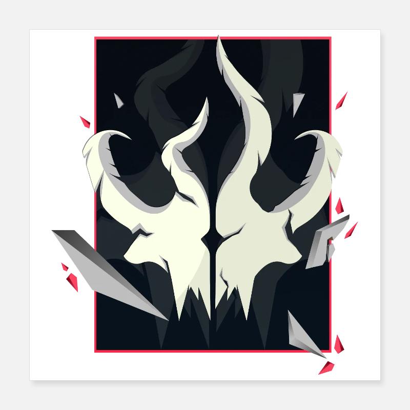 Crâne cornu – Édition Accent Rouge Poster 40 x 40 cm