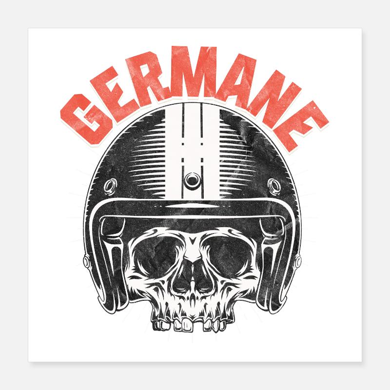 German Skull Motorradhelm Germane Poster 40x40 cm