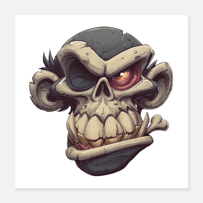 Monkey Skull Grin Poster 40x40 cm