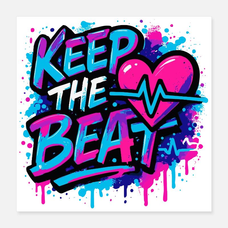 Keep the Beat – Musik Design mit Rhythmus Feeling Poster 40x40 cm