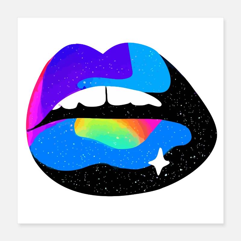 Cosmic Rainbow Lips Poster 16" x 16" (40x40 cm)