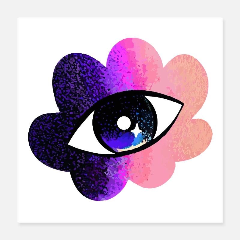 Cosmic Eye in Gradient Flower Poster 16" x 16" (40x40 cm)