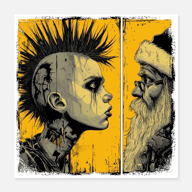 Punk trifft Weihnachtsmann  Poster 40x40 cm