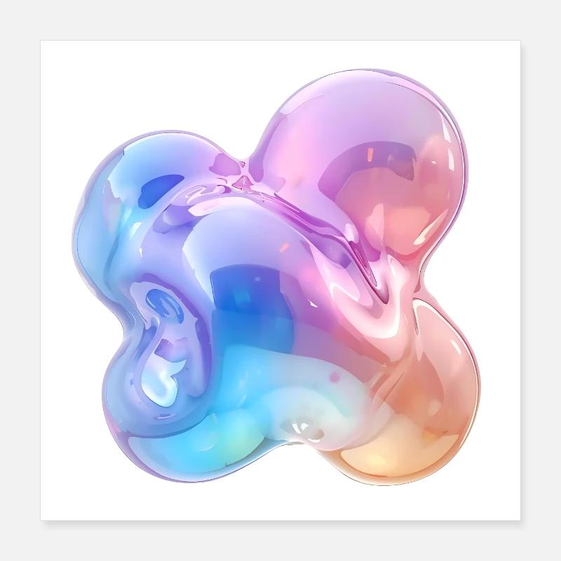 Glänzendes Pastell-Abstraktes Bubble-Design Poster 40x40 cm