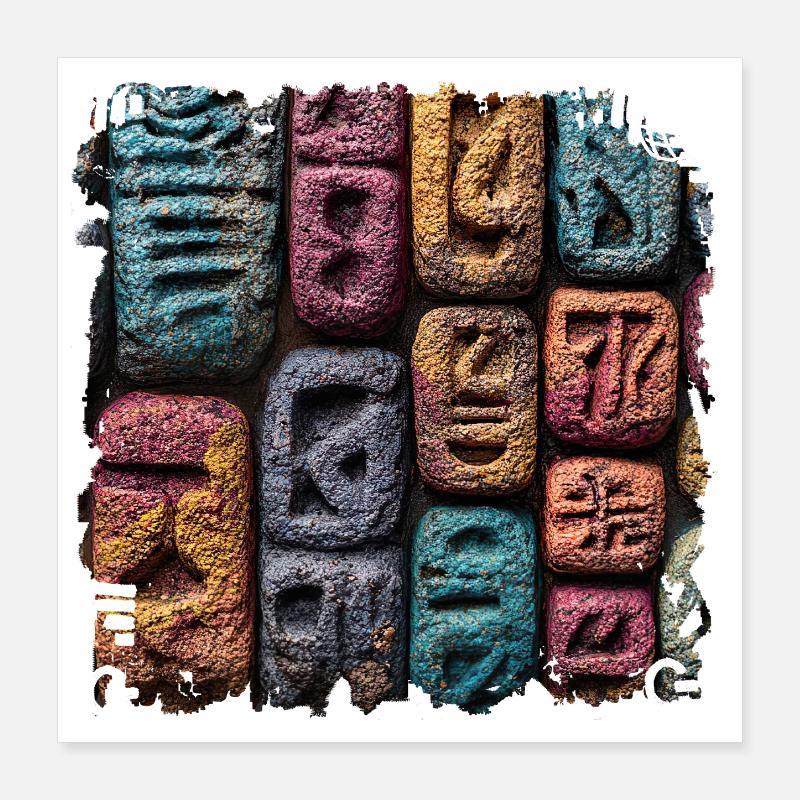 Motif de lettre de pierre coloré Poster 40 x 40 cm
