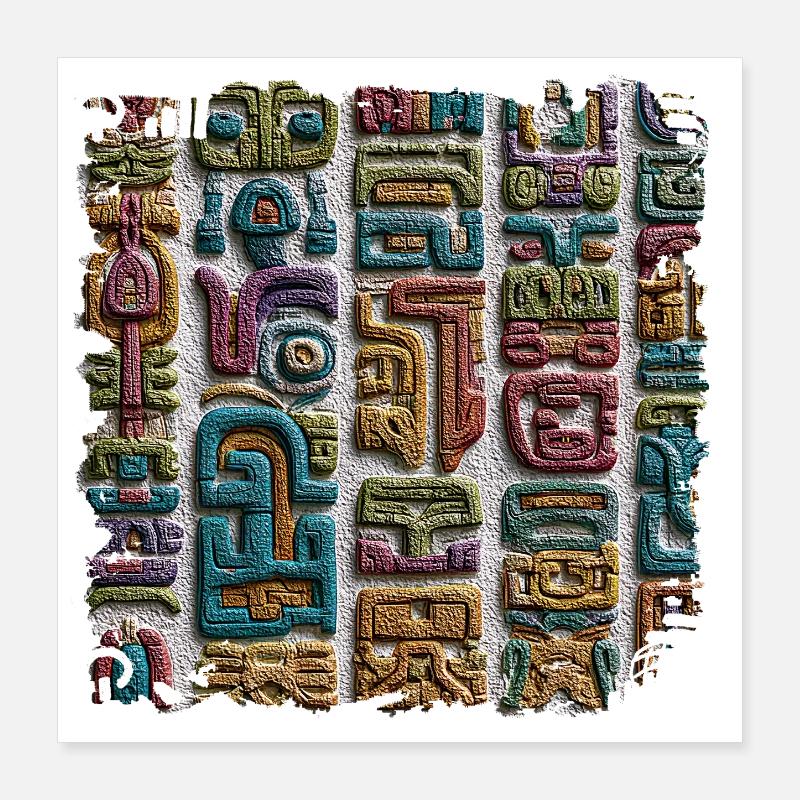 Relief de glyphe magique de couleur Poster 40 x 40 cm