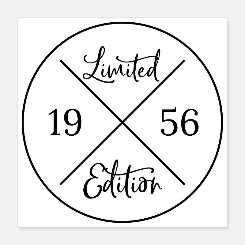 Limited edition 1956 - 70. Geburtstag Geschenk Poster 40x40 cm