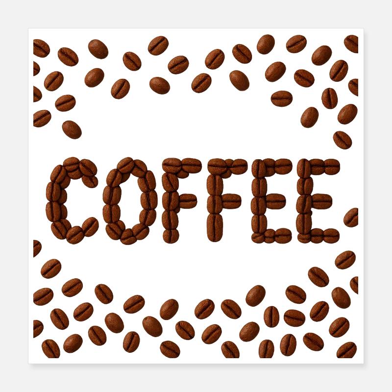 Kaffeebohnen Wortdesign Poster 40x40 cm