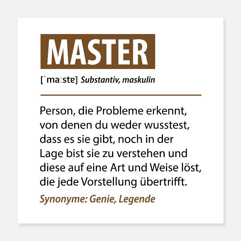 Lustige Master Sprüche Definition Geschenke Poster 40x40 cm