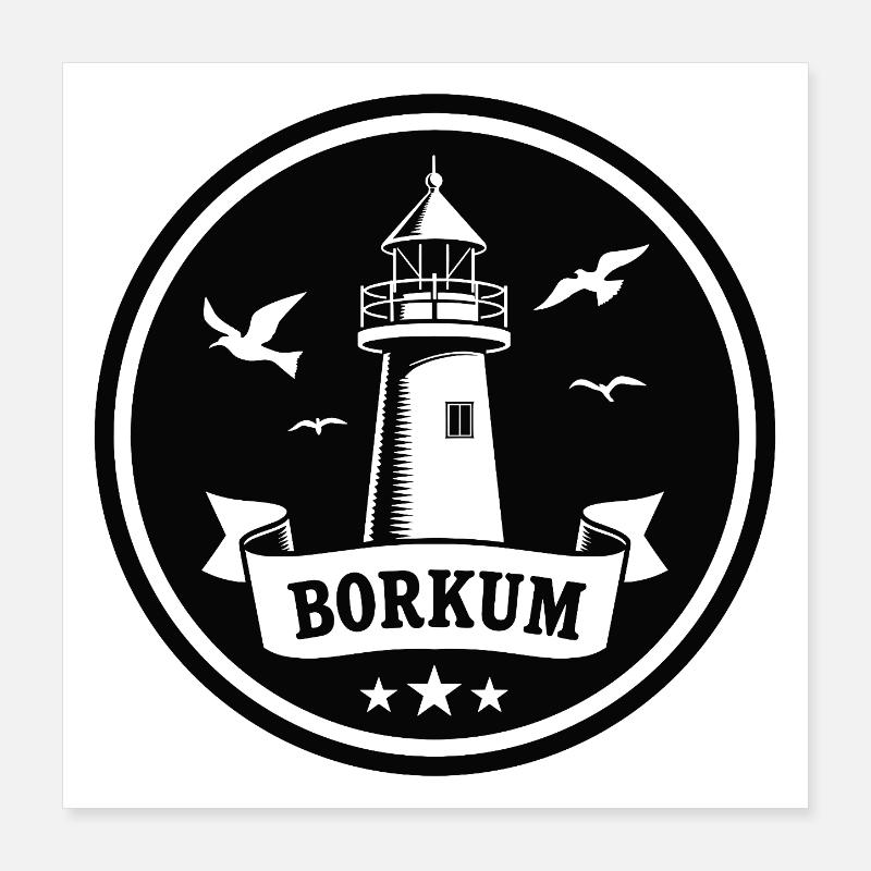 Leuchtturm Borkum Maritimes Emblem Poster 40x40 cm