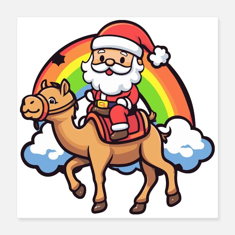 Kamel Weihnachtsmann Weihnachten Poster 40x40 cm
