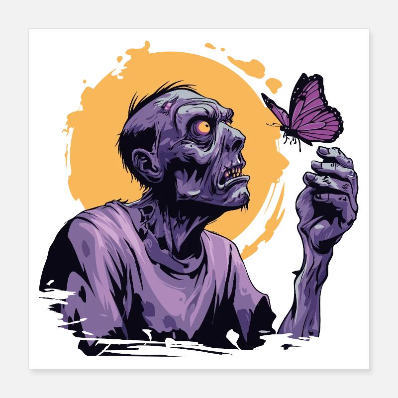 Zombie avec papillon Poster 40 x 40 cm