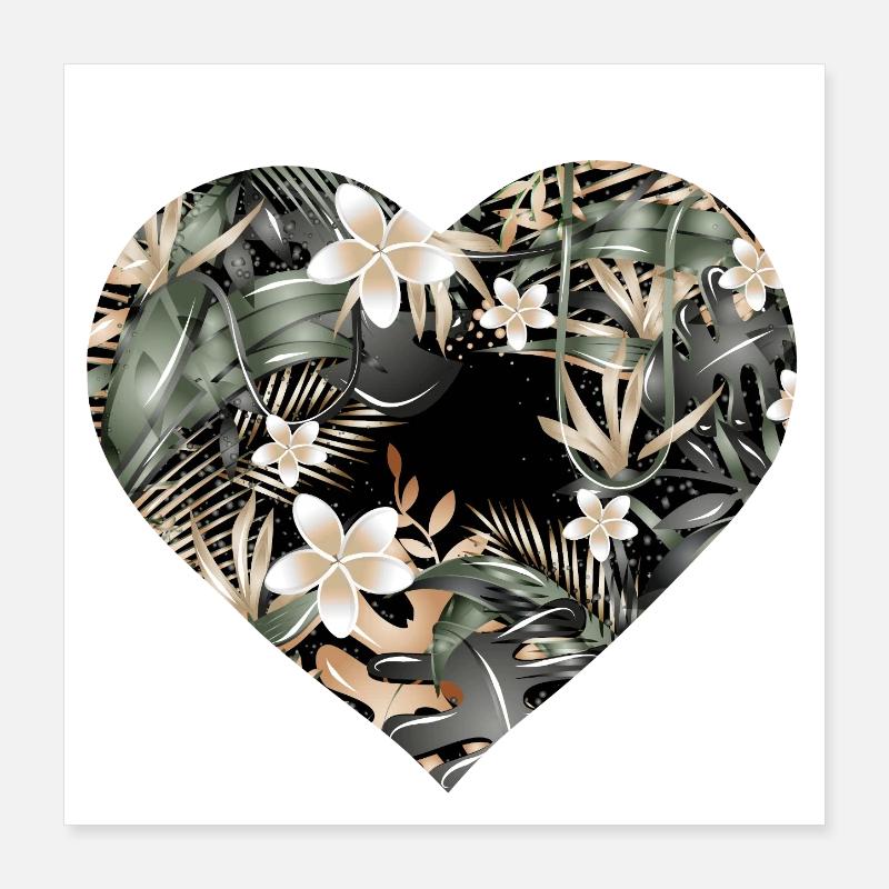 Exotic jungle heart with tropical pattern Poster 16" x 16" (40x40 cm)